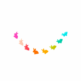 Rainbow Bunny Felt Garland minimalist art object  