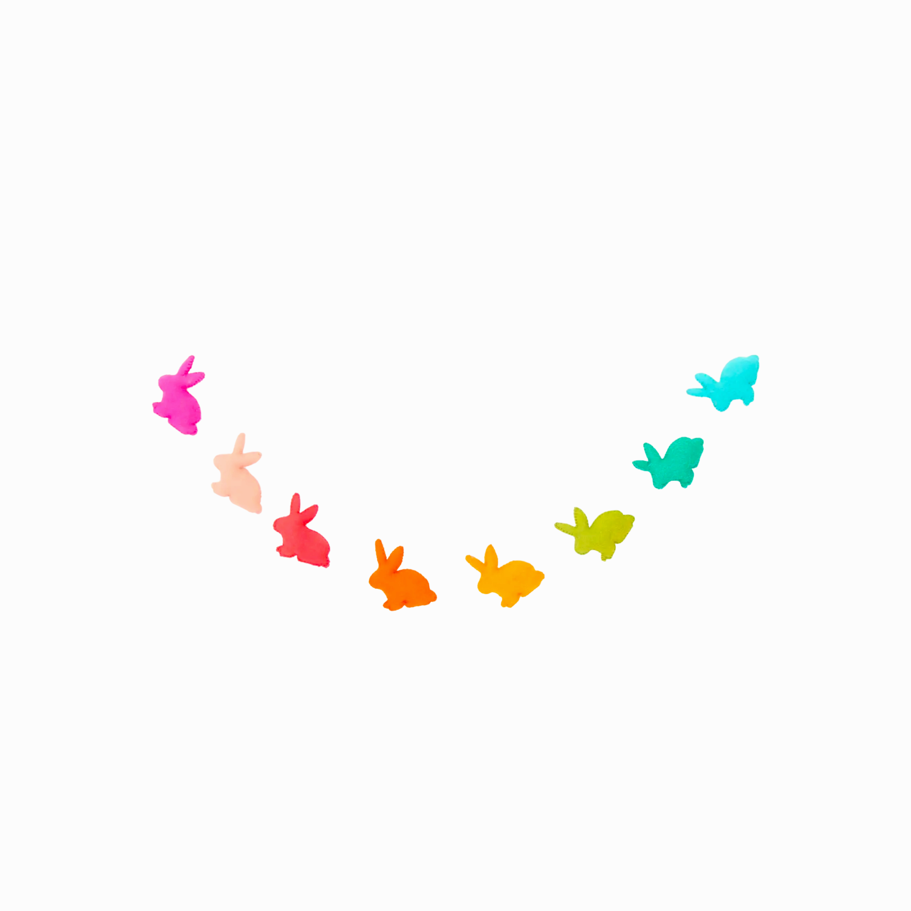Rainbow Bunny Felt Garland minimalist art object  
