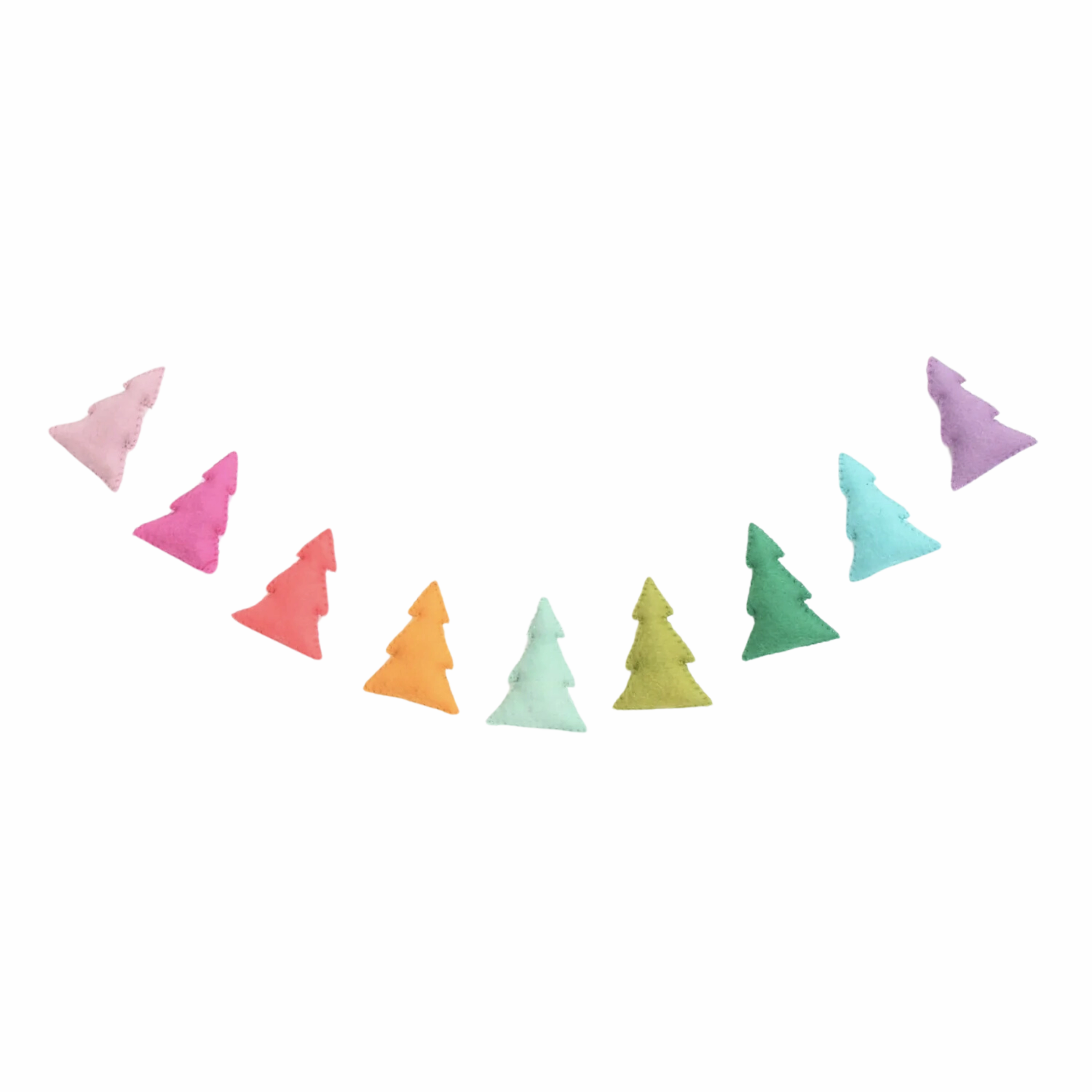 Rainbow Christmas Tree Felt Garland minimalist art object  