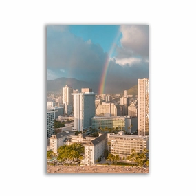 Rainbow City by Jessica Loiterton framed mural artwork