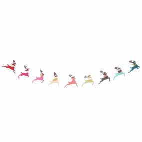 Rainbow Leaping Reindeer Felt Garland minimalist art object  