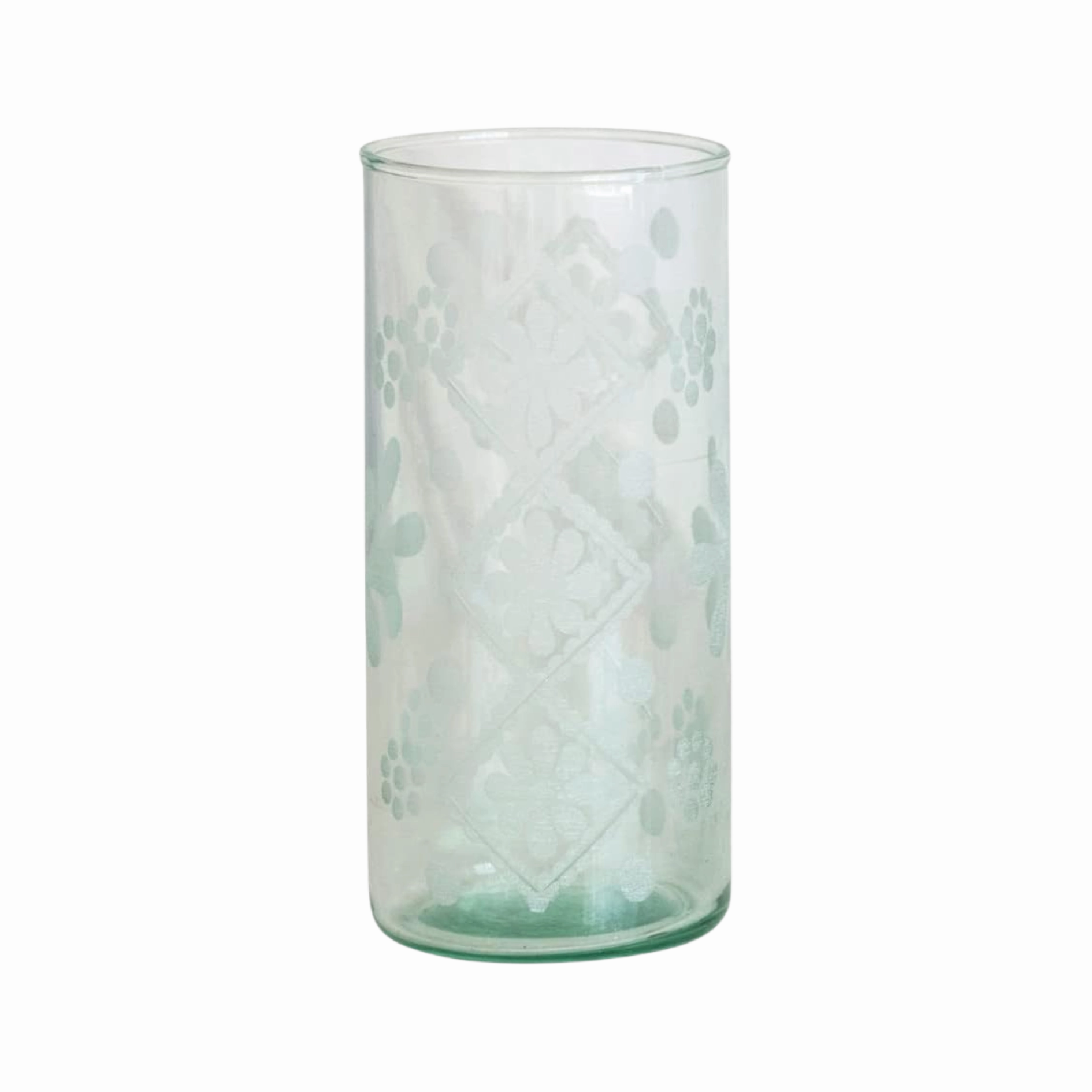 Recycled Etched Glass Hurricane/Vase minimalist art object  
