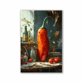 Red Chili Pepper by Catill framed mural artwork