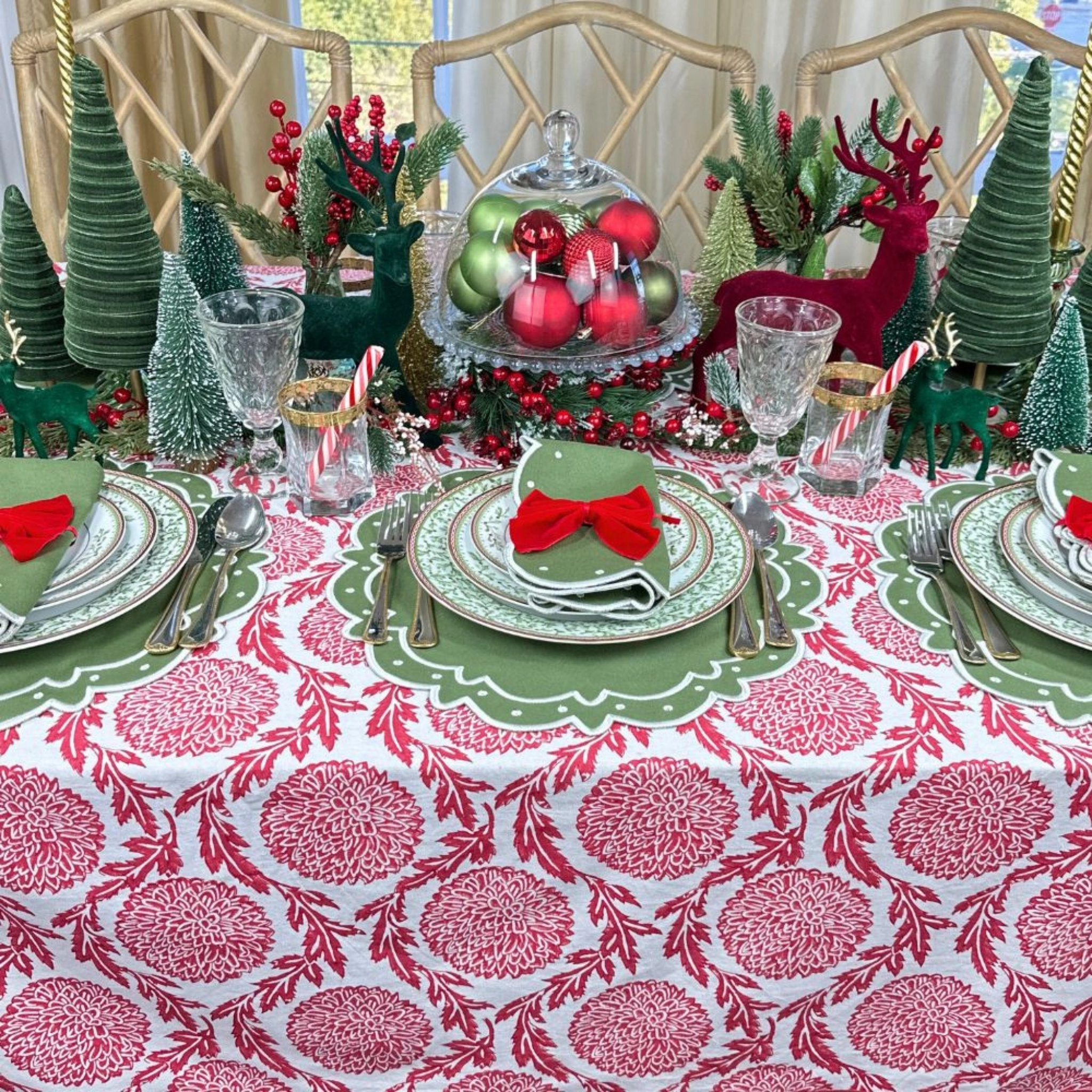 Red Flower and Vine Tablecloth
