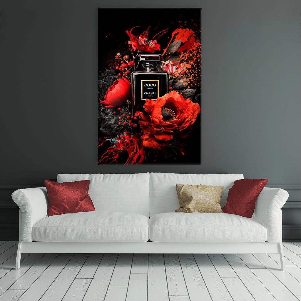 Red Flowered Chanel Bottle by Adrian