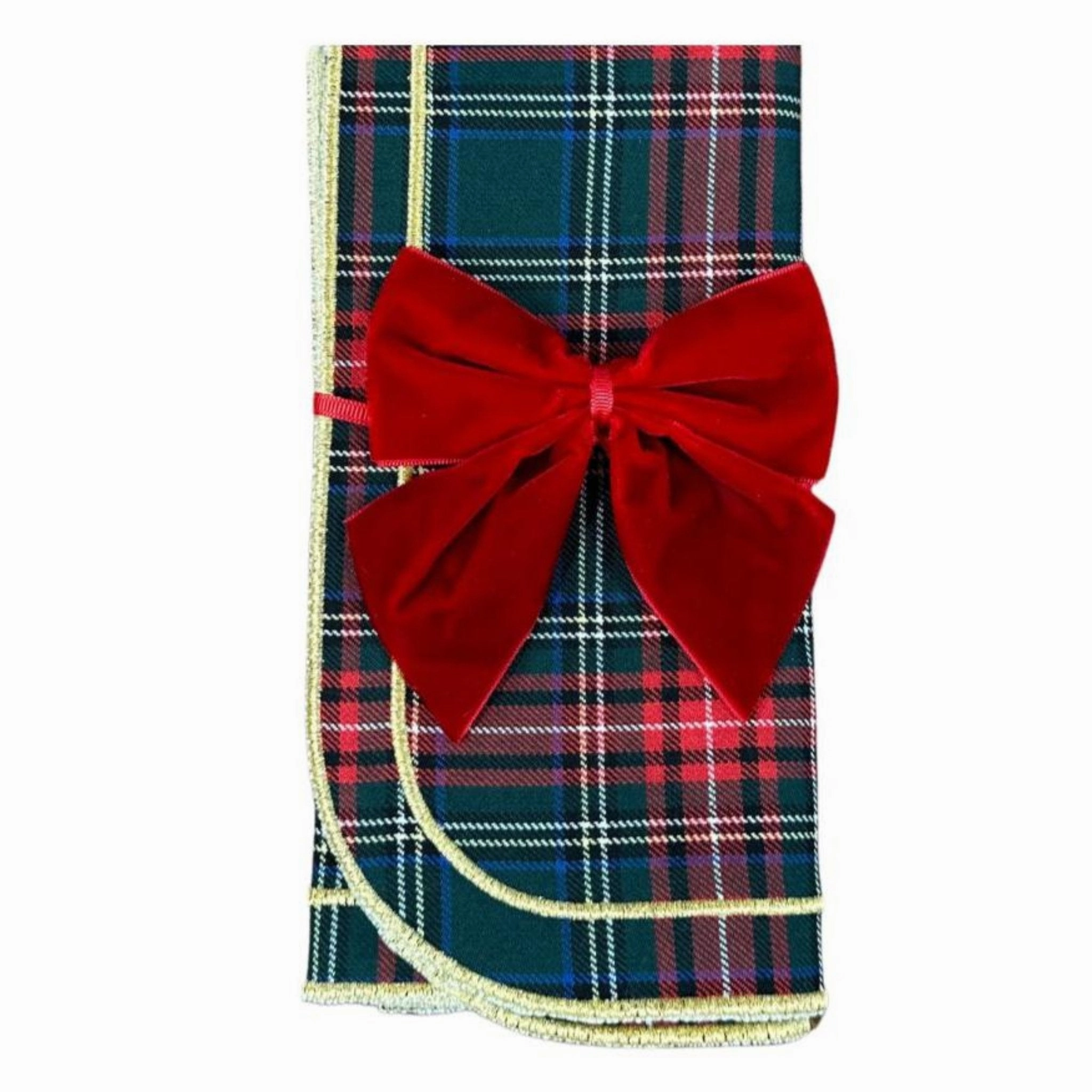 Red Velvet Bow Napkin Ties, Set of 4