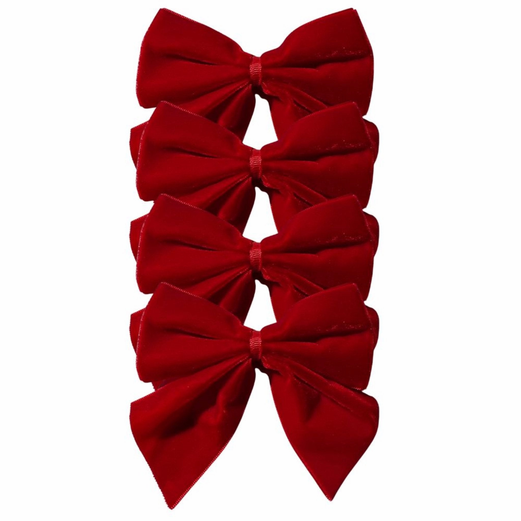 Red Velvet Bow Napkin Ties, Set of 4 cute desktop display