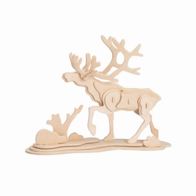 Reindeer 3D Wooden Puzzle, 8-3/4-Inch wooden room decoration
