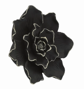 RESIN 9" FLOWER WALL ACCENT, BLACK artistic wall mural