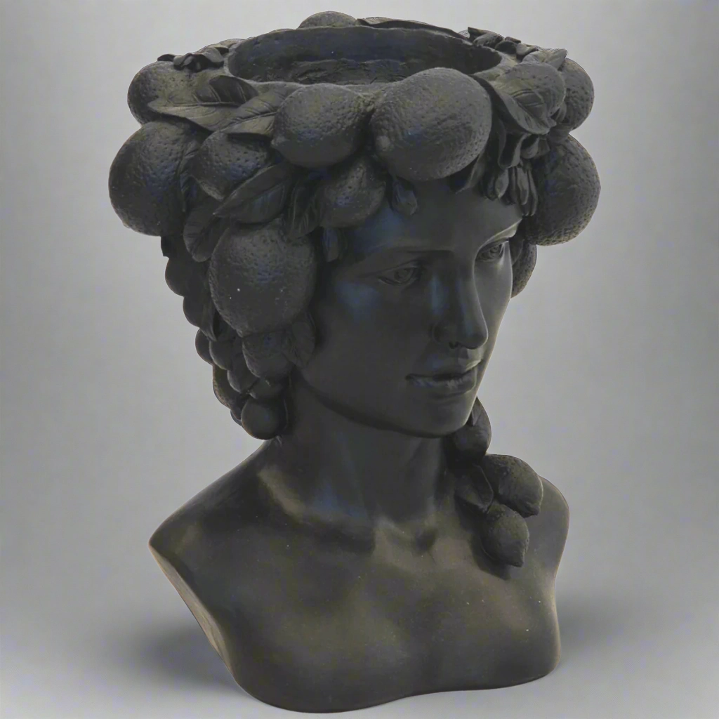 RESIN LADY HEAD VASE BLACK decorative home ornament