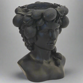 RESIN LADY HEAD VASE BLACK decorative home ornament