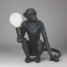 Resin monkey lamp x.large black decorative home ornament