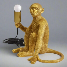 Resin monkey lamp x.large gold decorative home ornament