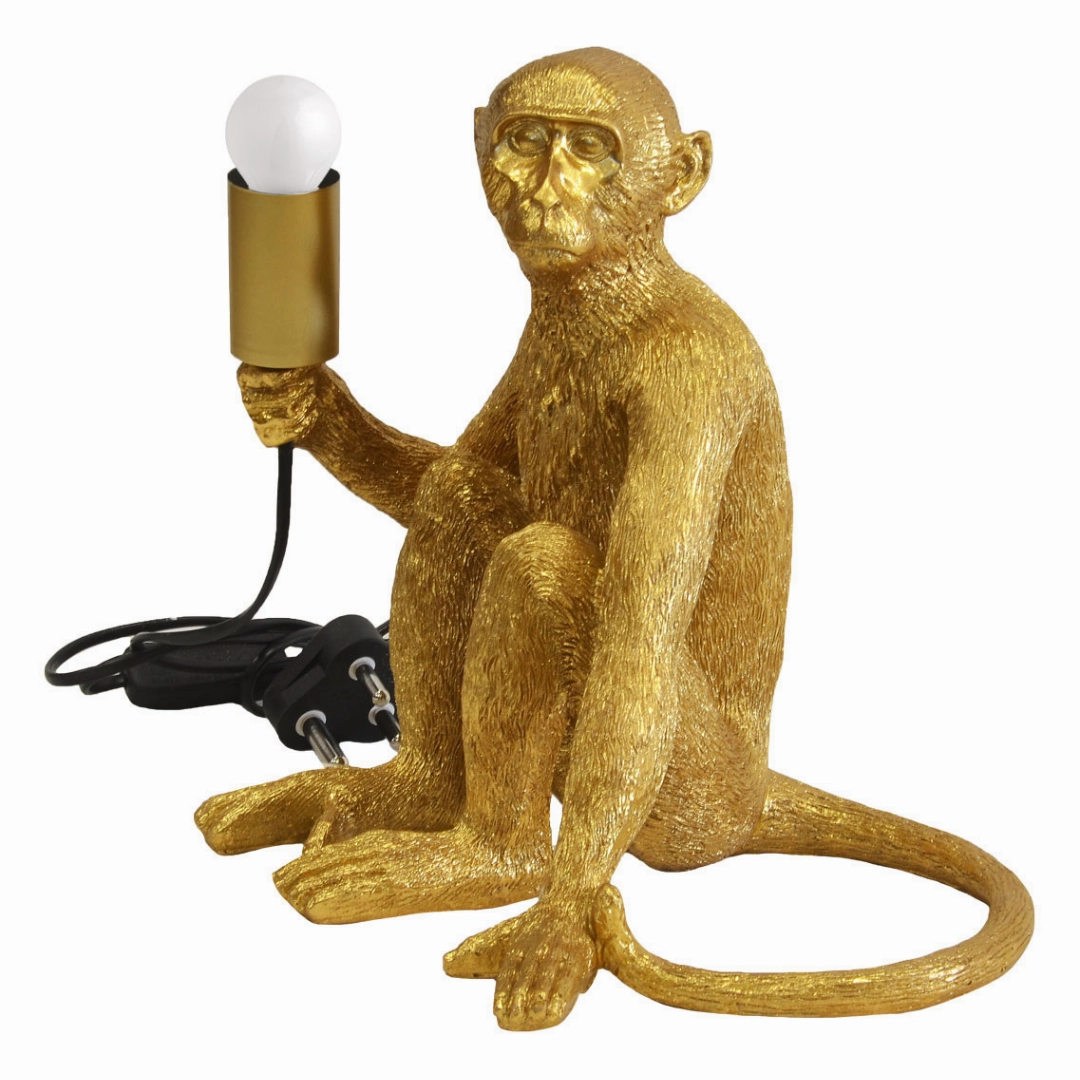 Resin monkey lamp x.large gold
