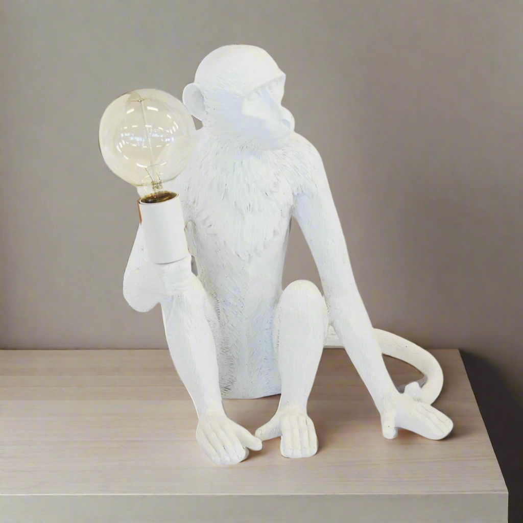 Resin monkey lamp x.large white