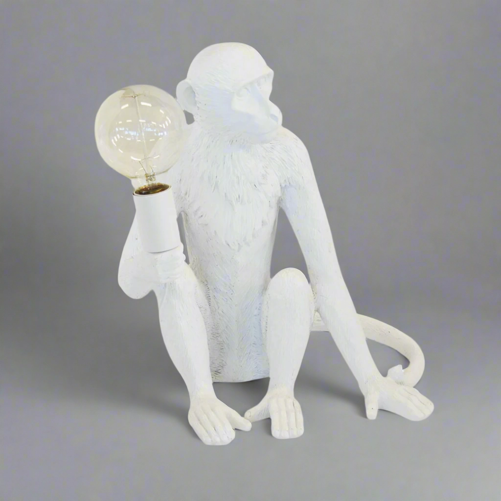 Resin monkey lamp x.large white decorative home ornament