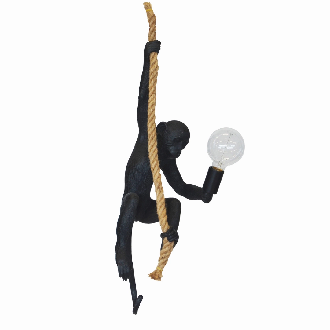 Resin monkey on rope black