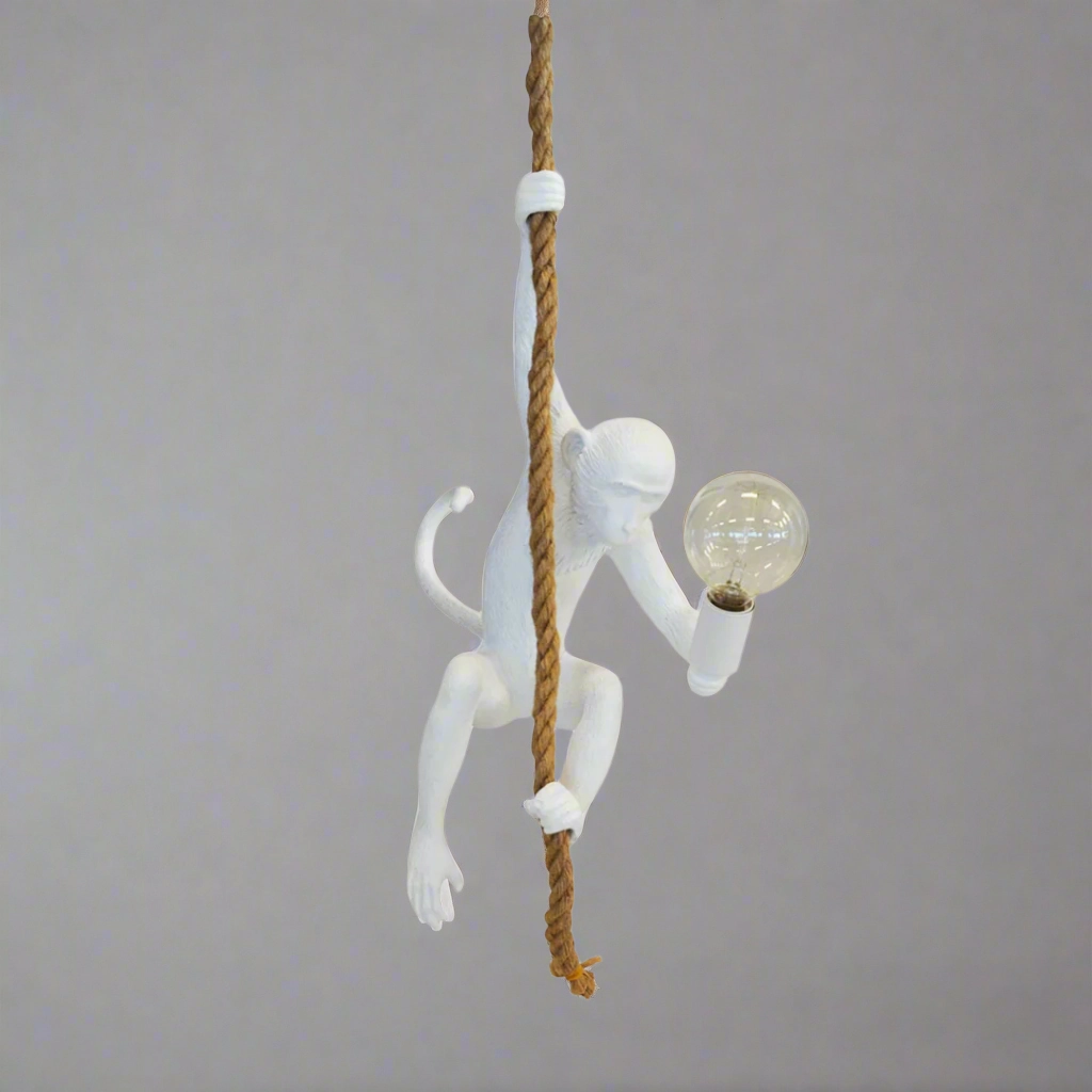 Resin monkey on rope white decorative home ornament