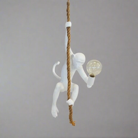 Resin monkey on rope white decorative home ornament