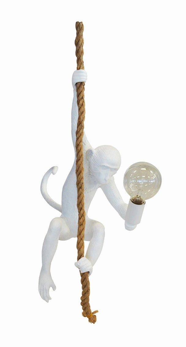 Resin monkey on rope white
