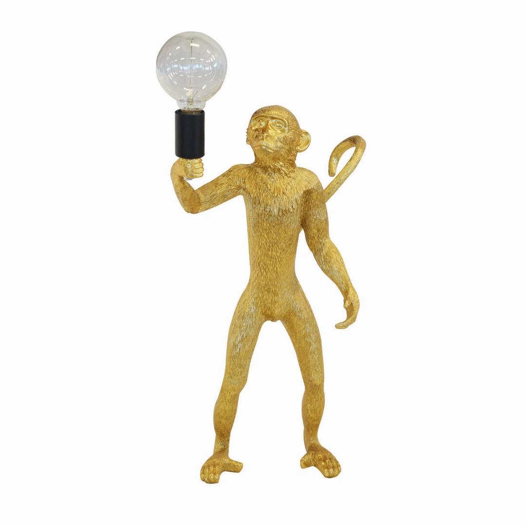 Resin monkey standing gold