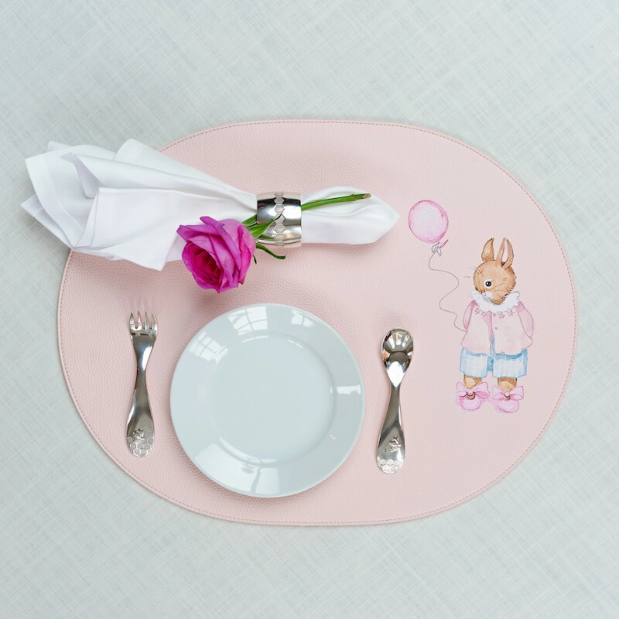 Reversible Faux Leather Designer Bunny Placemat