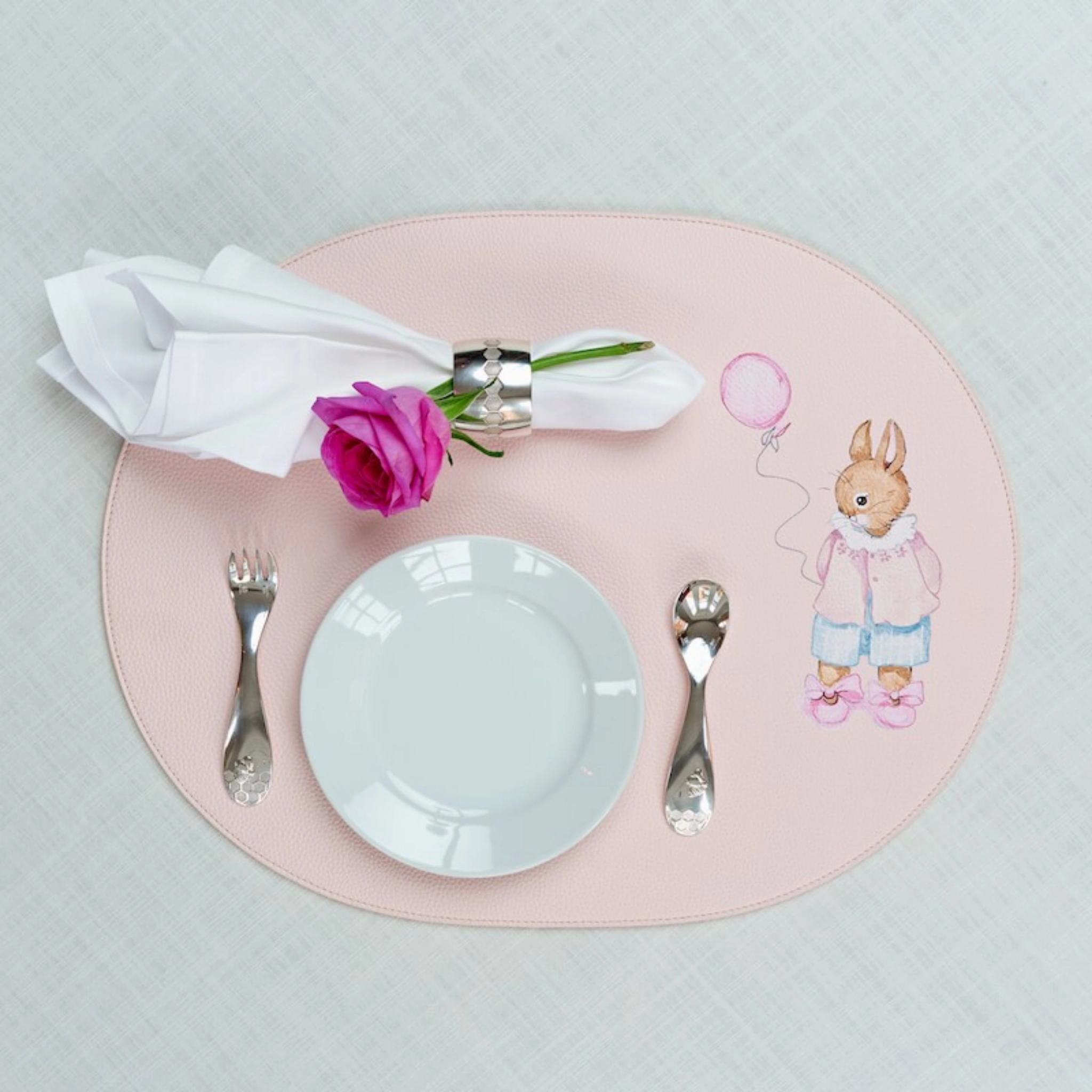Reversible Faux Leather Designer Bunny Placemat