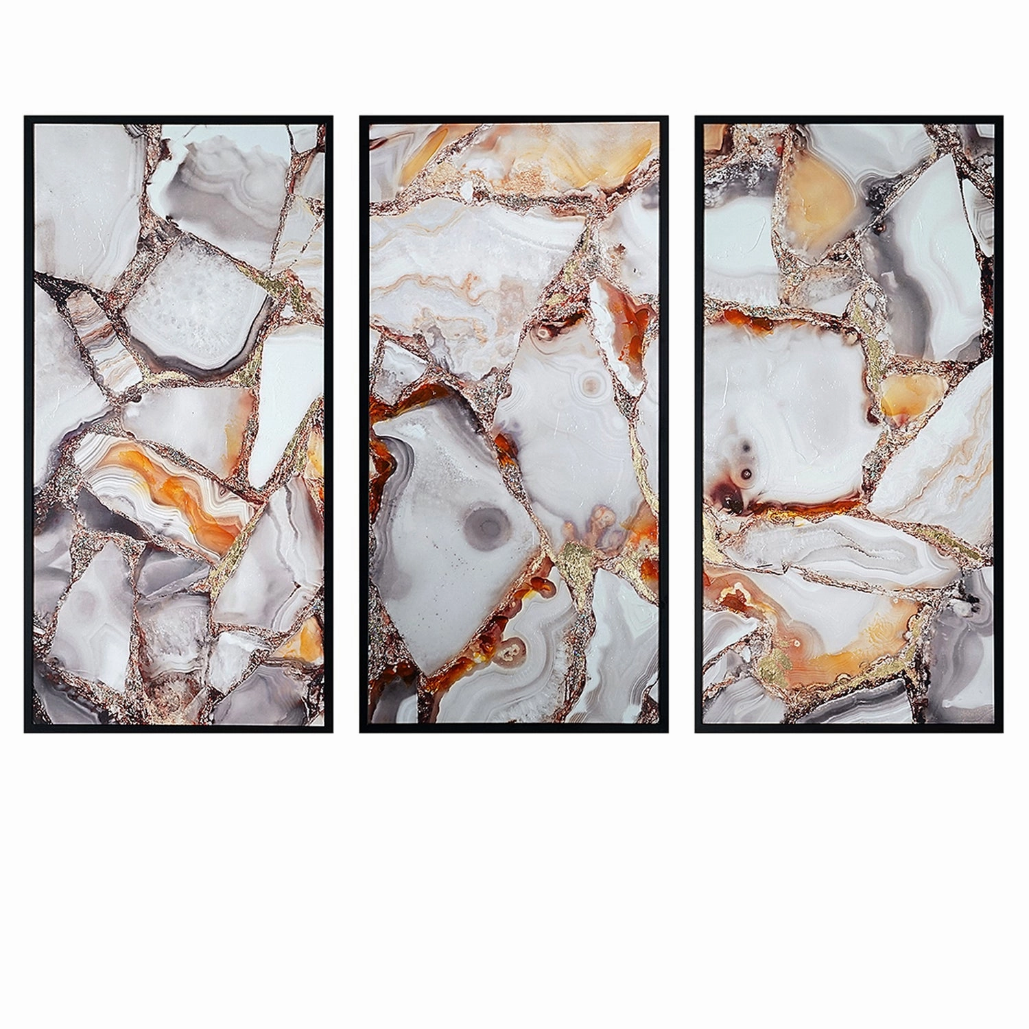 Rhino Stone Wall Art Set of 3 artistic wall mural