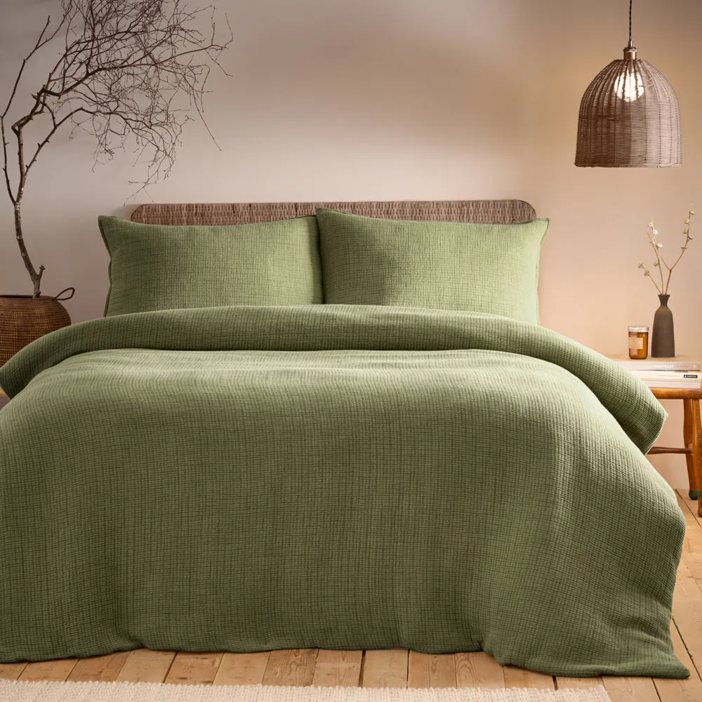 Ribble Acid Washed Duvet Cover Set Khaki
