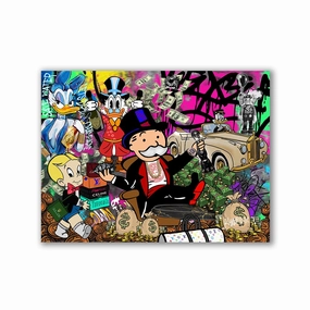 Rich Cartoon Stars by Kiss Pink framed mural artwork