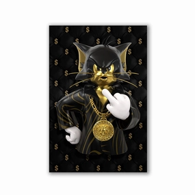 Rich Cat by Adrian Vieriu framed mural artwork