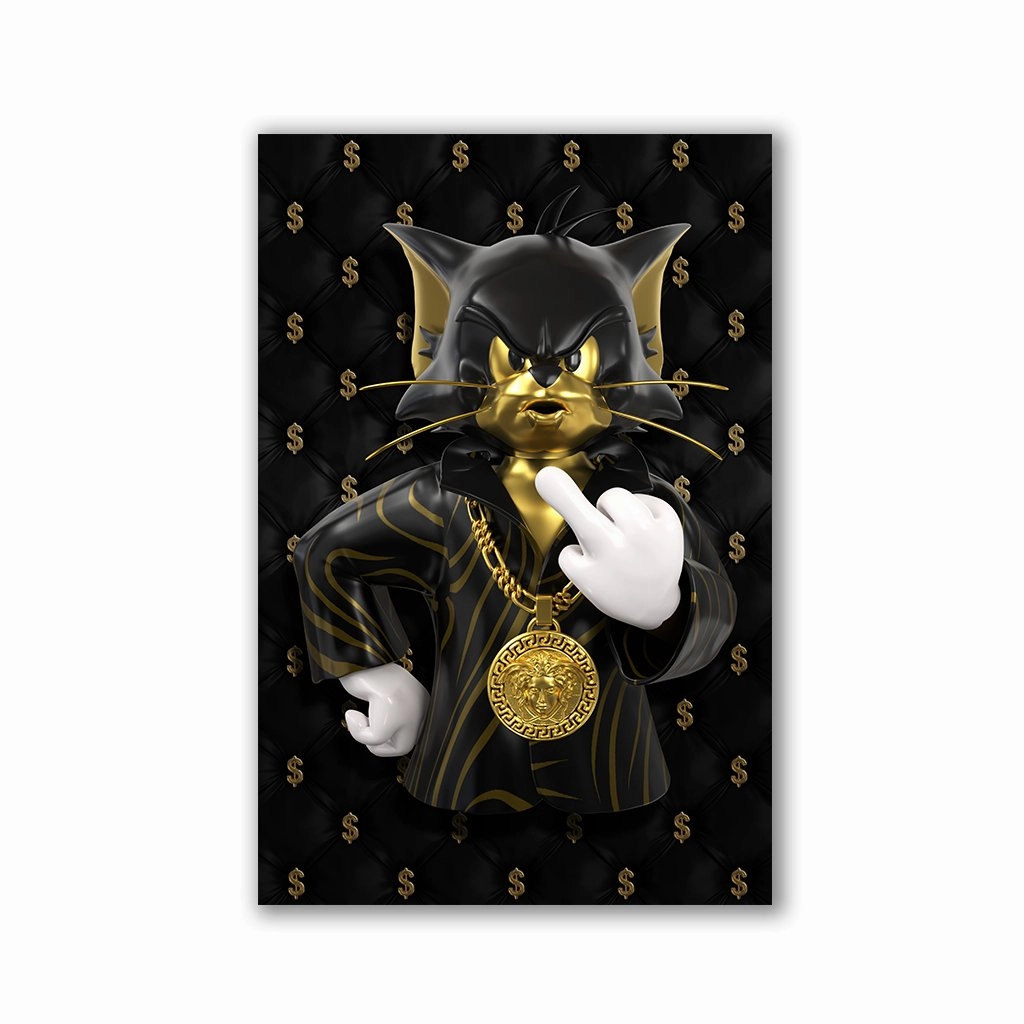 Rich Cat by Adrian Vieriu framed mural artwork