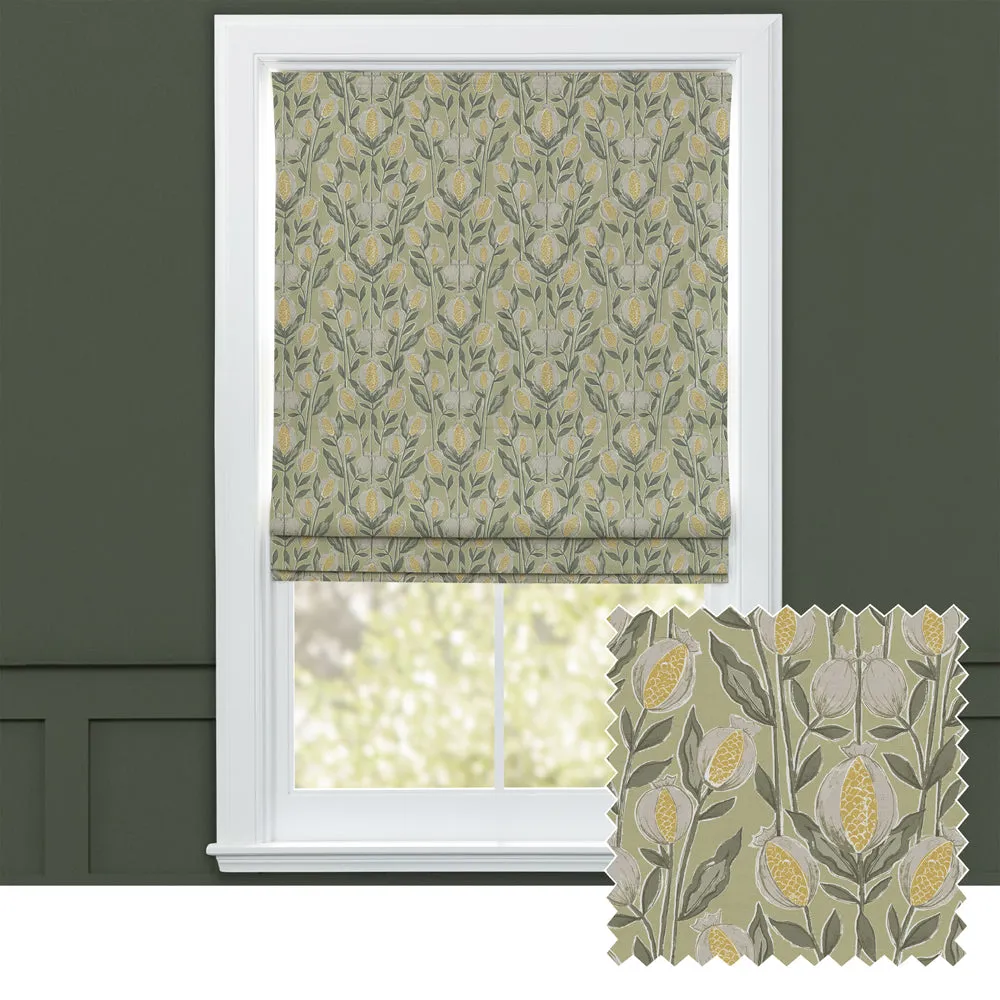 Rithani Printed Cotton Made to Measure Roman Blinds Pistachio chic floor carpet  