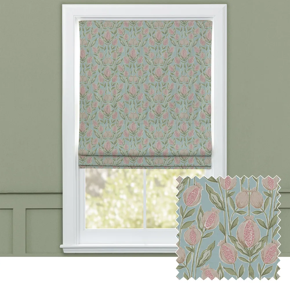 Rithani Printed Cotton Made to Measure Roman Blinds Robins Egg chic floor carpet  