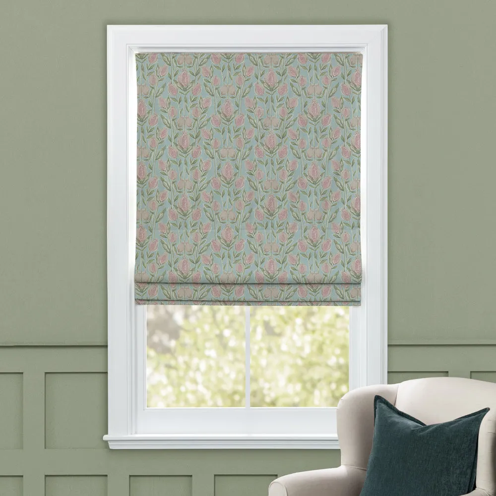 Rithani Printed Cotton Made to Measure Roman Blinds Robins Egg