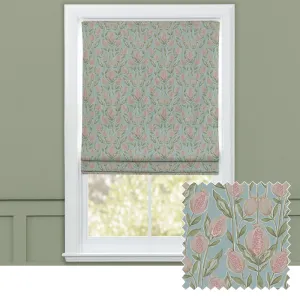 Rithani Printed Cotton Made to Measure Roman Blinds Robins Egg chic floor carpet  