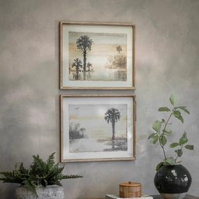 Rivington Set of Two Riverside Palm Framed Prints 60cm modern mural painting