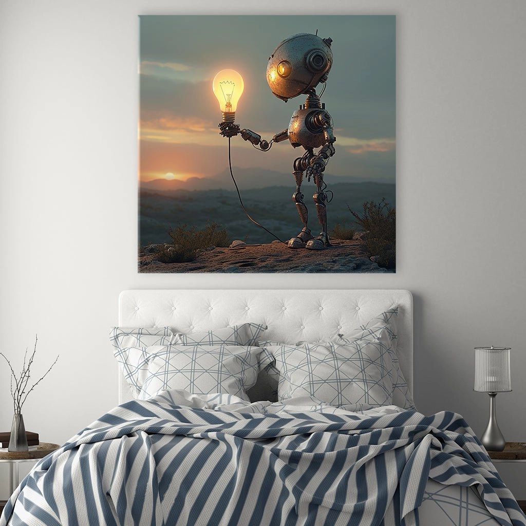 Robot with Lightbulb by Catill