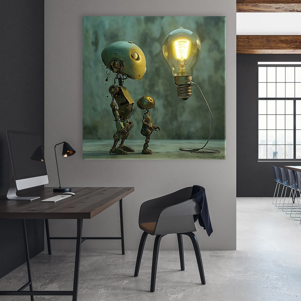 Robots near Lightbulb by Catil