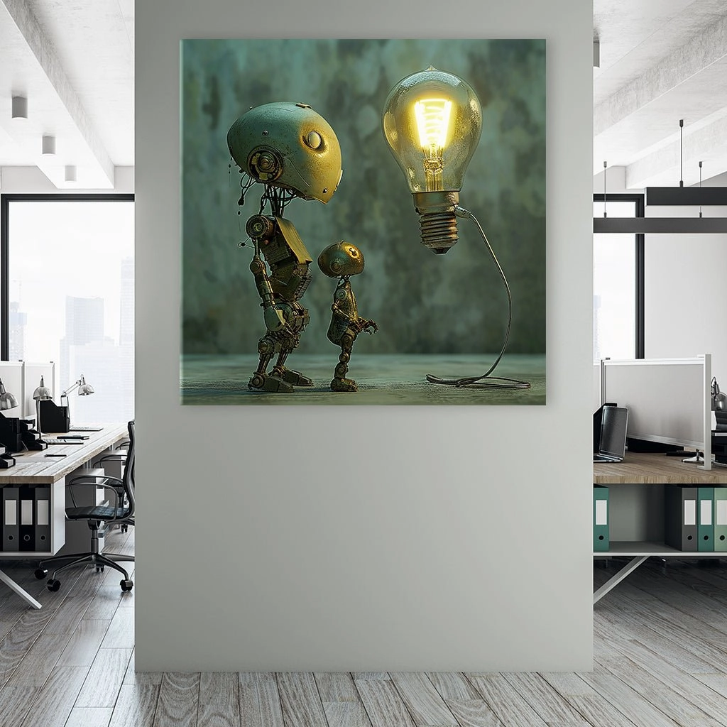 Robots near Lightbulb by Catil