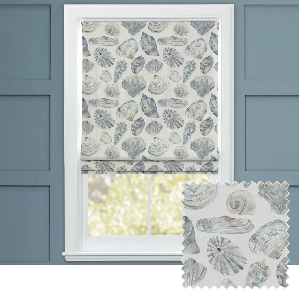 Rockpool Printed Cotton Made to Measure Roman Blinds Slate chic floor carpet  