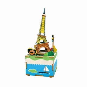 Romantic Eiffel DIY 3D Wooden Music Box Puzzle, 7-3/4-Inch wooden room decoration