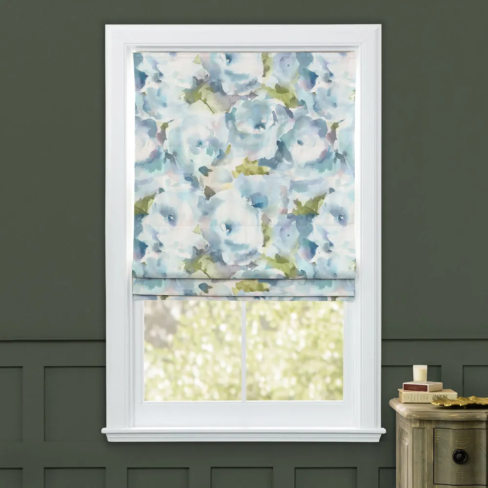 Rosa Printed Cotton Made to Measure Roman Blinds Duck Egg