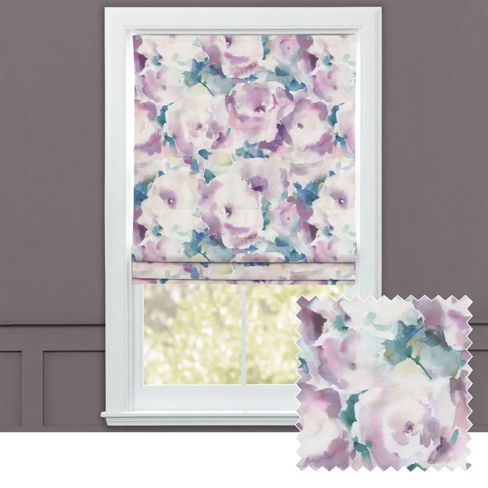 Rosa Printed Cotton Made to Measure Roman Blinds Orchid chic floor carpet  