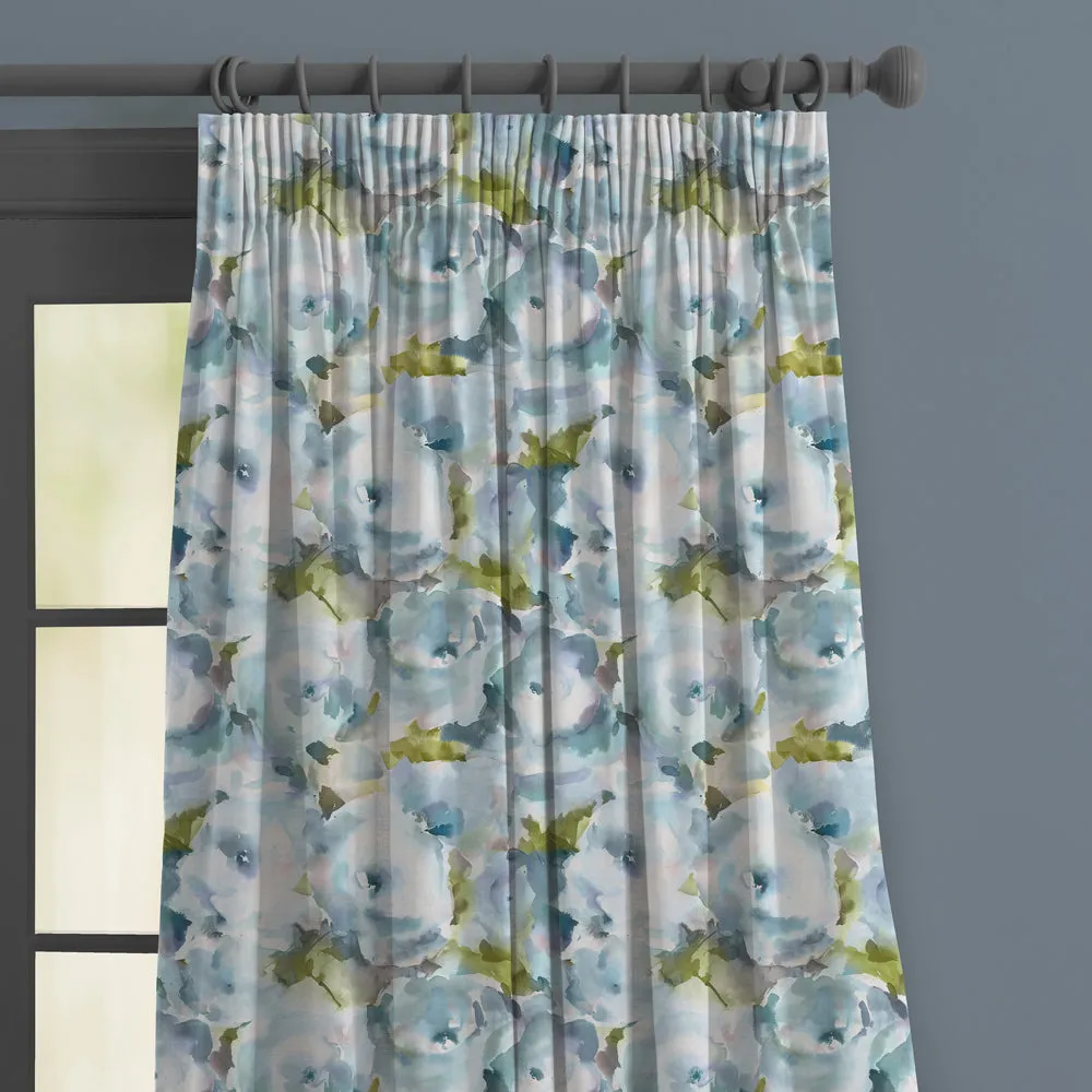 Rosa Printed Made to Measure Curtains Duck Egg