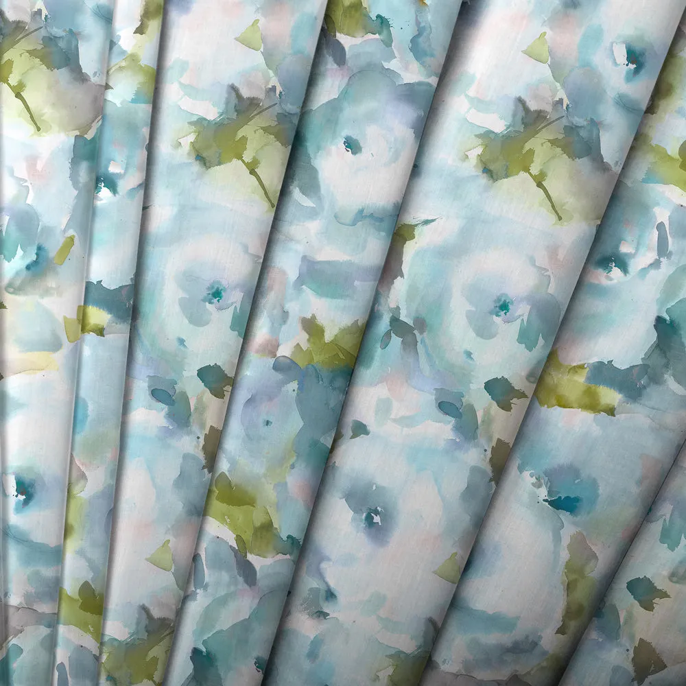 Rosa Printed Made to Measure Curtains Duck Egg