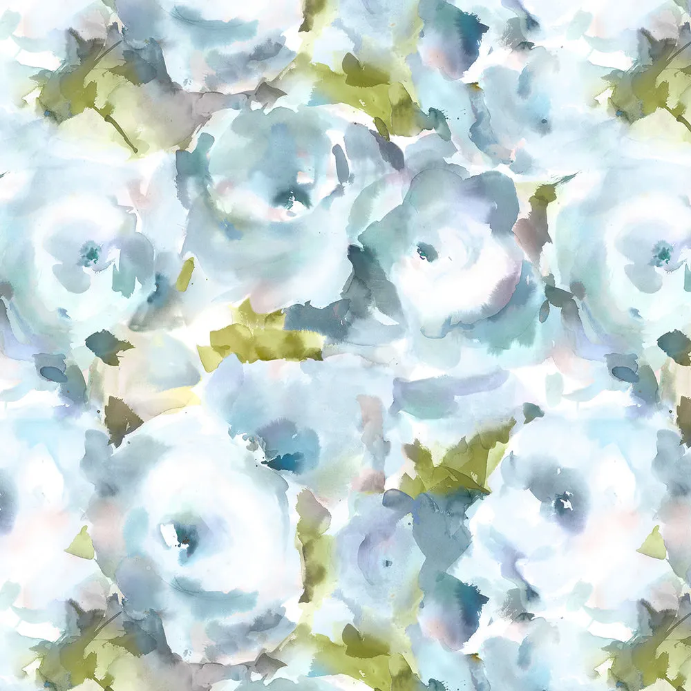 Rosa Printed Made to Measure Curtains Duck Egg