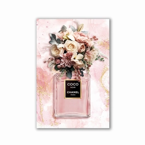 Rose Chanel Bottle by Adrian Vieriu framed mural artwork