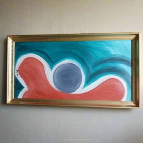 ROUND CIRCLES ABSTRACT PAINTING  SIGNED AMELIA SHIPMAN artistic wall mural