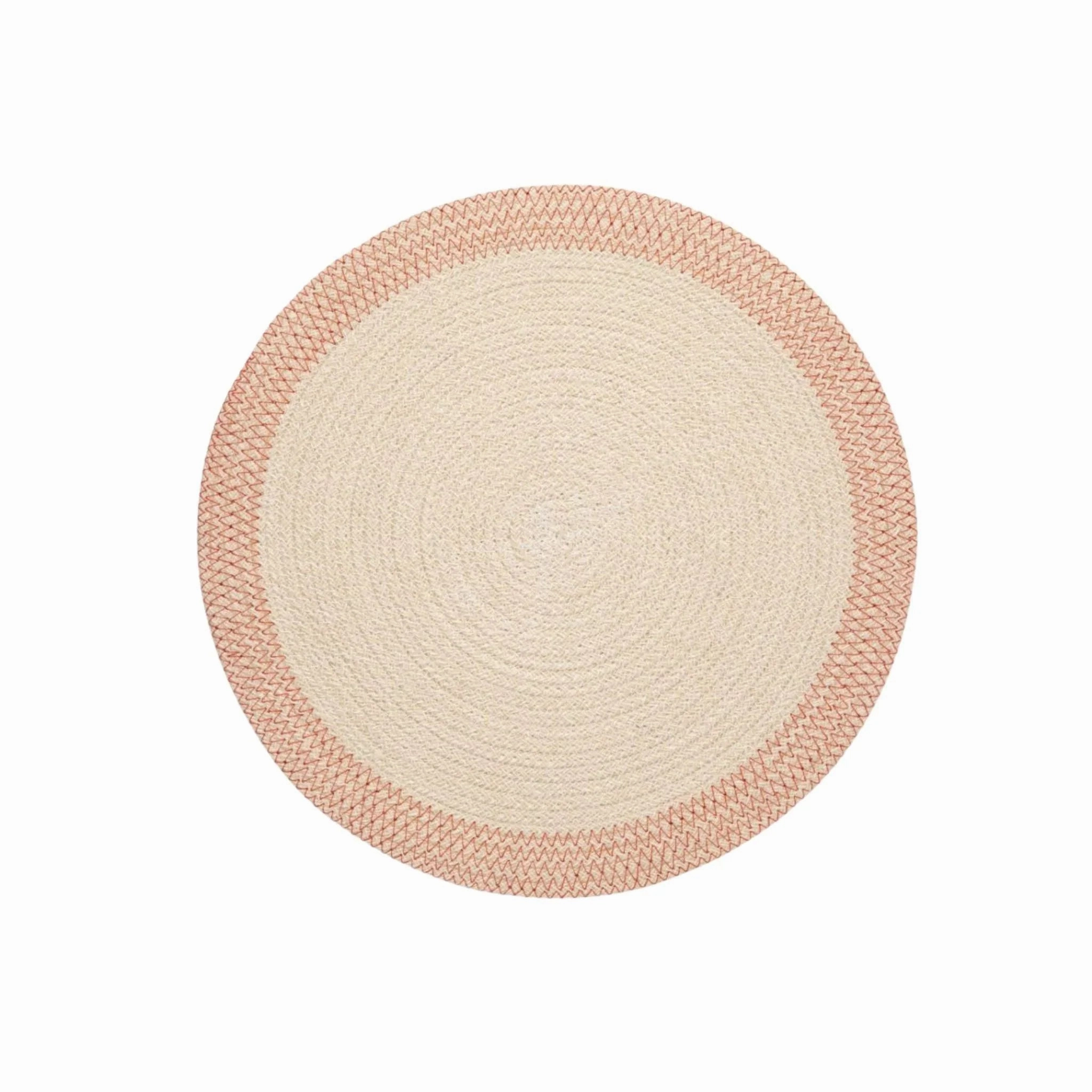 Round Natural & Pink Cotton and Jute Woven Placemats cute desktop display